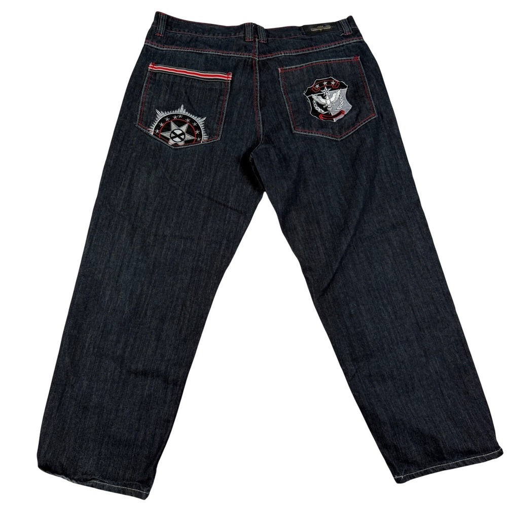 Vintage Y2K Knockout Jeans Mens 42x32 Dark Baggy Fit Skater Grunge Denim